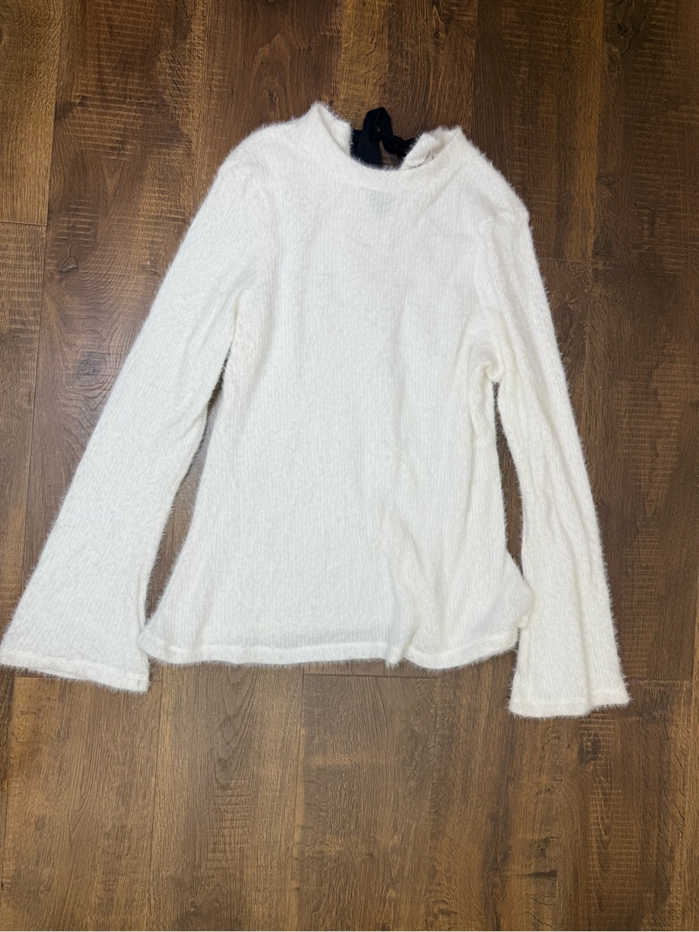 Maeve Ivory Fuzzy Mock-Neck Sweater